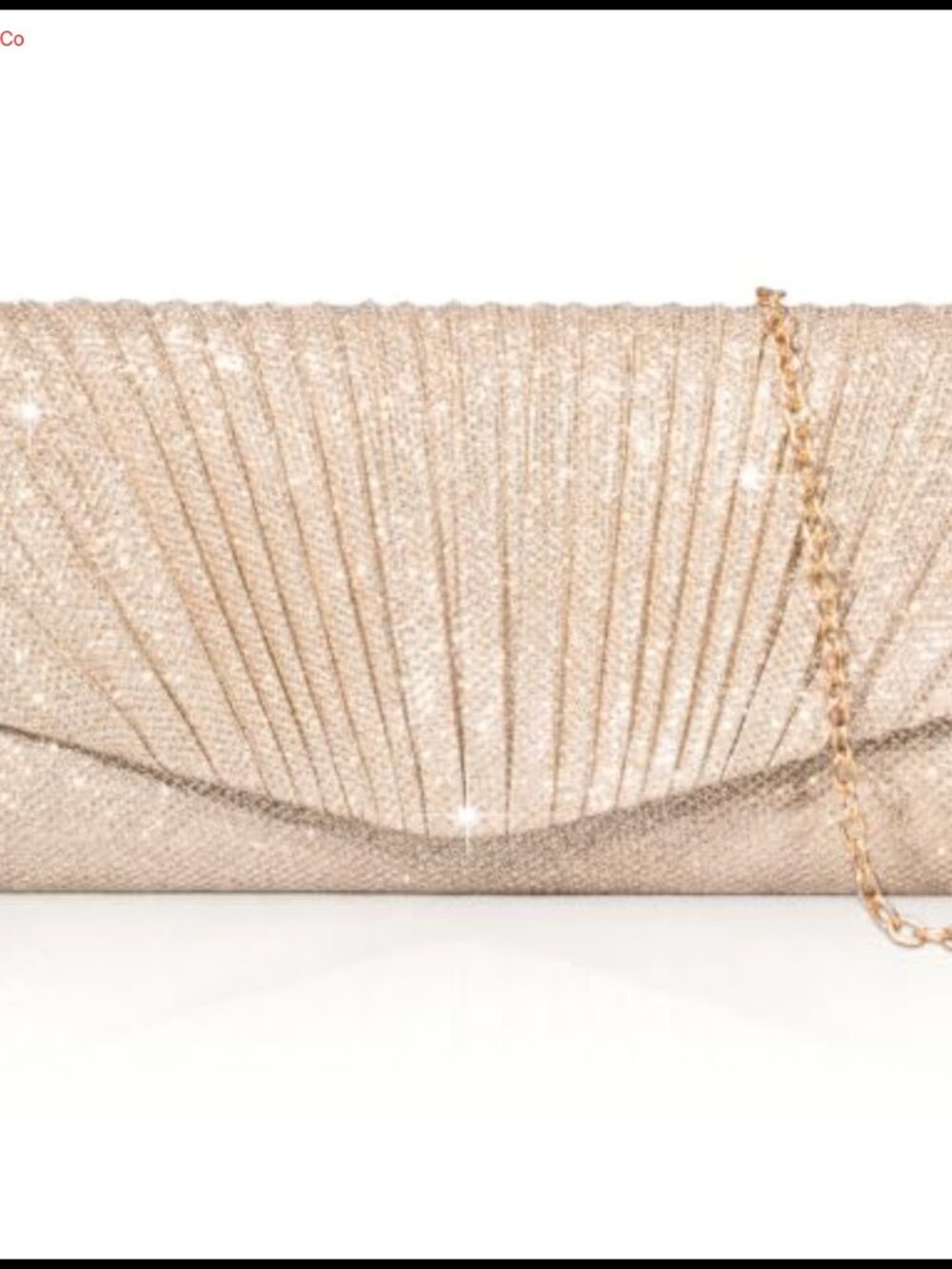 Sequin Pleated Envelope Clutch with Chain Strap Evening Crossbody Bag